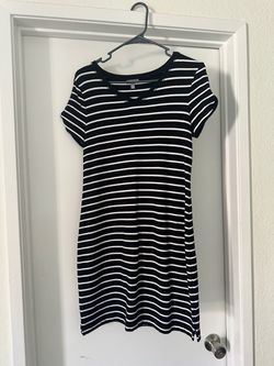 Black and White Striped T-Shirt Dress