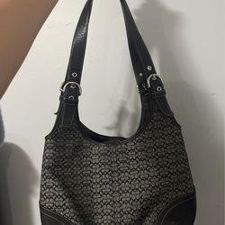 Coach Soho hobo tote black and gray jacquard