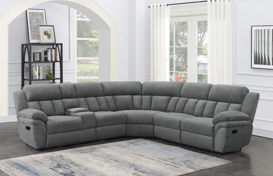 BAHRAIN 6-PIECE MODULAR RECLINING SECTIONAL SOFA CHARCOAL
