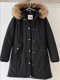 Levi’s Women’s Black Down Feather Hooded Faux Fur Parka Coat XS