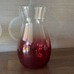 Red Glass Flower Vase