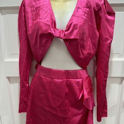 Satin Hot Pink  Two Piece 