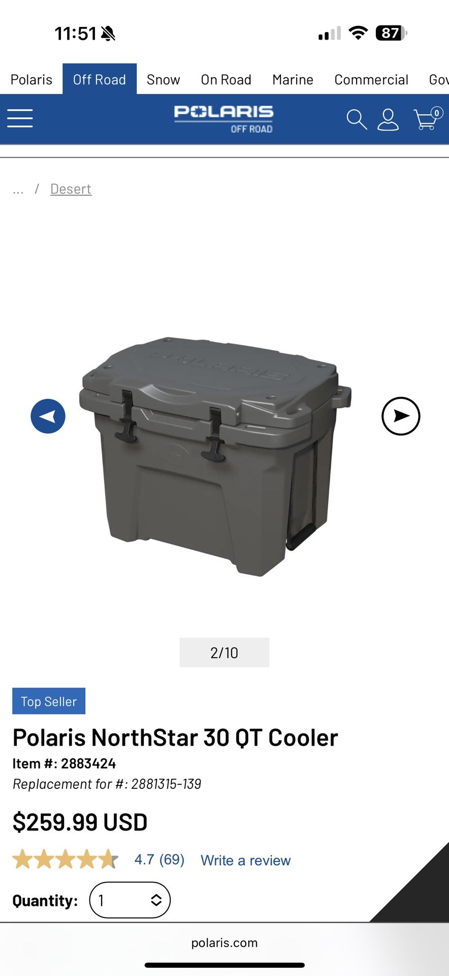 24 Polaris 30 QT Cooler