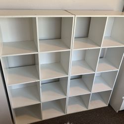 Pair Of White Cube Shelves