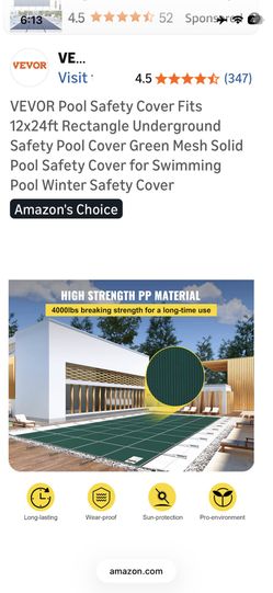 New Pool Safety Cover Fits 12x24ft Rectangle Underground Safety Pool Cover Green Mesh