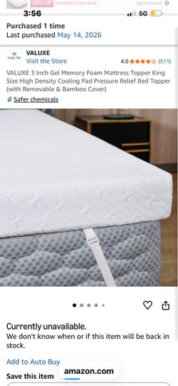 Memory foam bed topper king