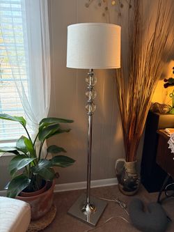 Silver and glass standing lamp