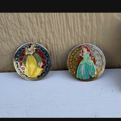 Disney WDW Stained Glass Princes Series 2003 Pin Lot 2 Ariel & Snow White 