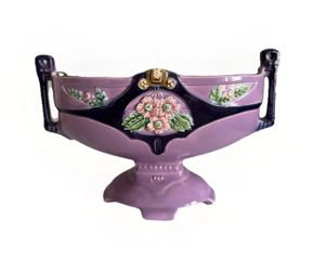 L Antique 1920 MZ Austria Lavender Pedestal Bowl ā Art Nouveau Czech Porcelain