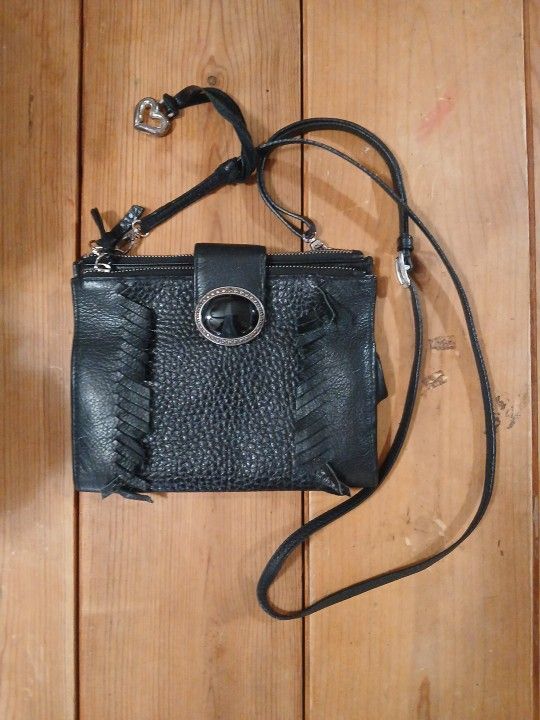 Brighton Black Fringe Organizer Wallet Crossbody
