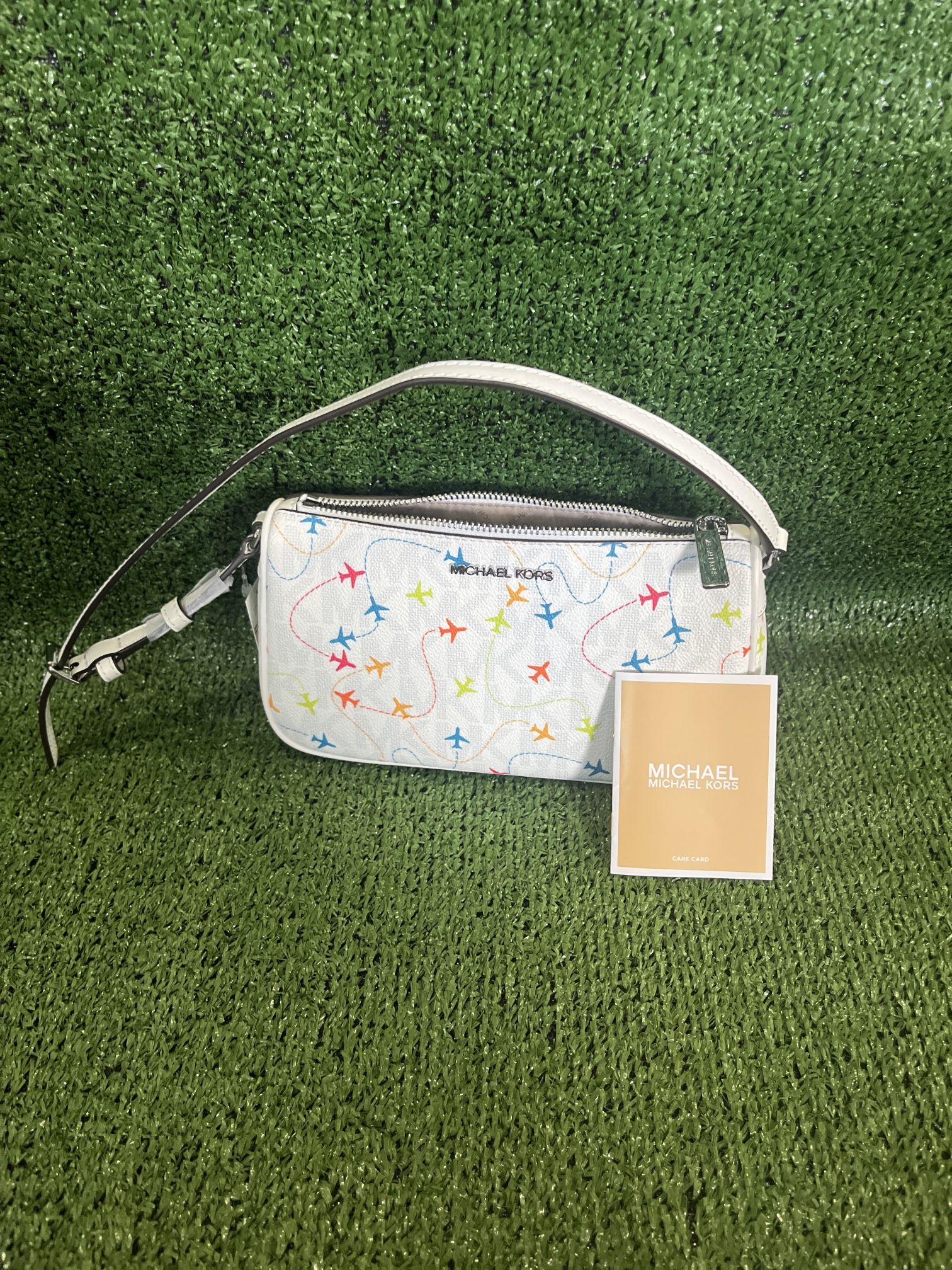 Michael Kors Jet Set White Airplane Shoulder Bag Handbag Pouchette Bag NWT