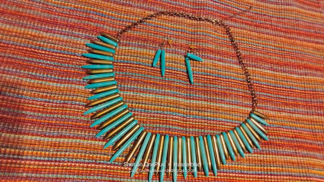 Turquoise Necklace And Earrings