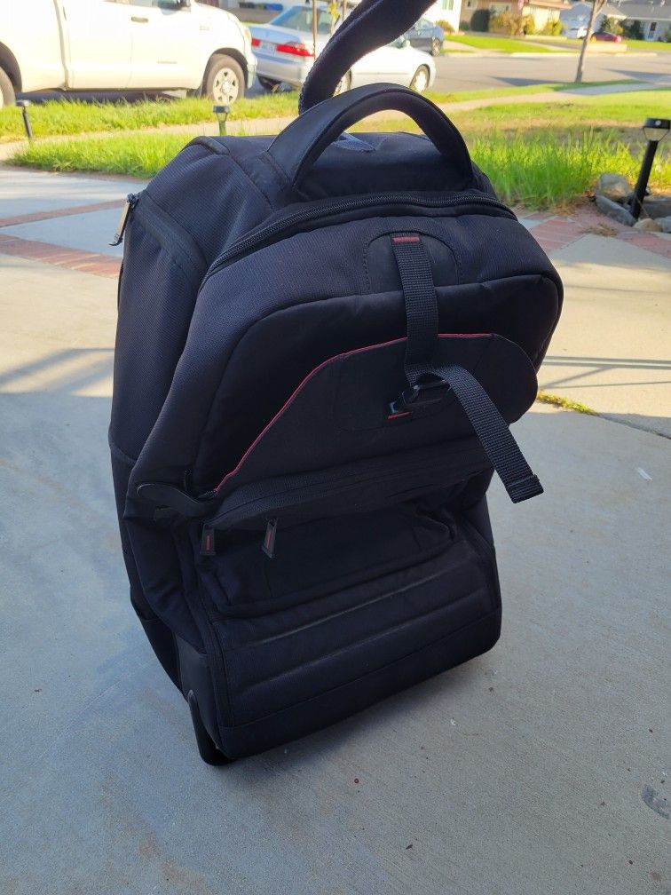 JS Rolling Suitcase Backpack Travel Bag Luggage Black Red Color Duffel Bag Wheels