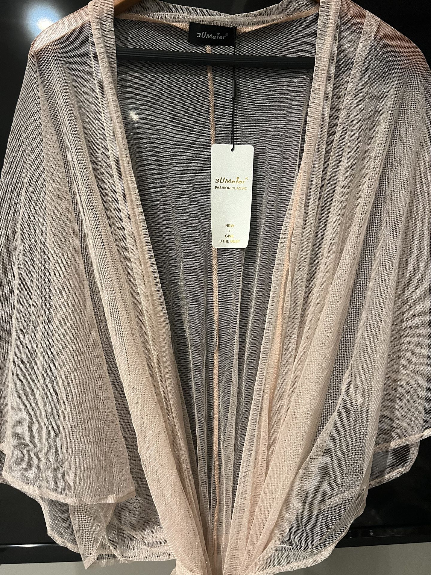 Womens Pink Sheer Glittery Kimono