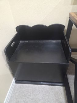 Black Wooden Toy Box with Storage