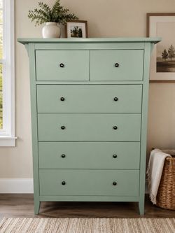 Refinished Sage Green Tall Dresser – Beautiful Statement Piece