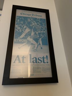 Cubs World Series Newspaper Printer Plate Framed