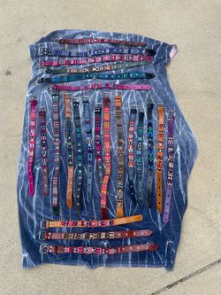 Lot of 23 Artisanal Mexican Leather Handwoven Dog Collars – Sizes 50-65