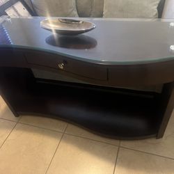 modern glass-top coffee table with storage