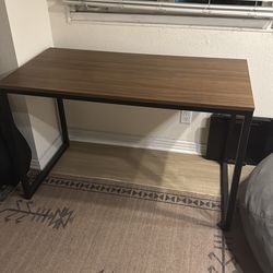 Modern Industrial Desk / Console Table – Wood & Black Metal