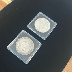 Rare 2-Coin Silver Dollar Set - 1885 Morgan & 1924 Peace - .900 Fine Silver