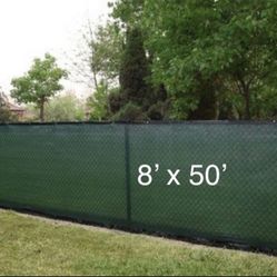 FENCE SCREEN 8’x50' Privacy Screen with ZIP TIES - GREEN 