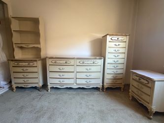 French Provincial Dresser with Hutch Bookcase