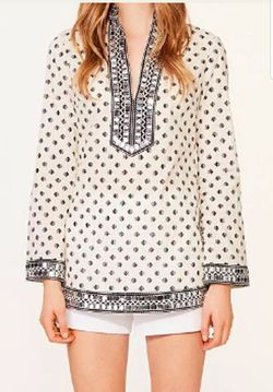 Tory Burch Women's Tunic Top New Ivory Kingfish