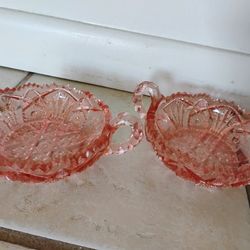 Vintage Pink Depression glass 5", round, pink