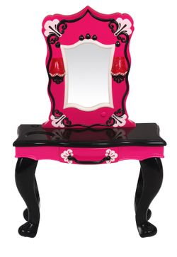 ✨ Glam Princess Vanity Table with Mirror, Water Fountain & Play Makeup Set – Hot Pink & Black ✨