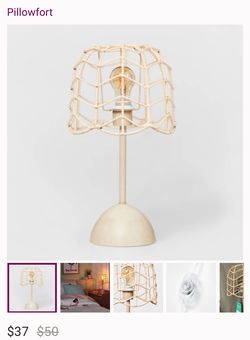 Target Pillowfort Boho Table Lamp Rattan -New In Box