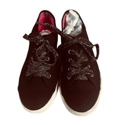 Steve Madden JSAMI Black Canvas Lace-Up Sneakers Girls (Little Kids) Size 2 Casual Shoes