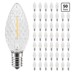 GvvooHome C9 LED Replacement Christmas Light Bulbs, Cool White C9 LED Bulbs 50 Pack C9 Shatterproof LED Bulbs, E17 Base C9 christmas light bulbs for O