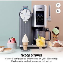 Ninja CREAMi Scoop & Swirl Maquina para Hacer Helado, Soft Serve, CreamiFIT, Gelato, Natilla Congelada, 13 Programas, (2) Contenedores de Pinta de 16