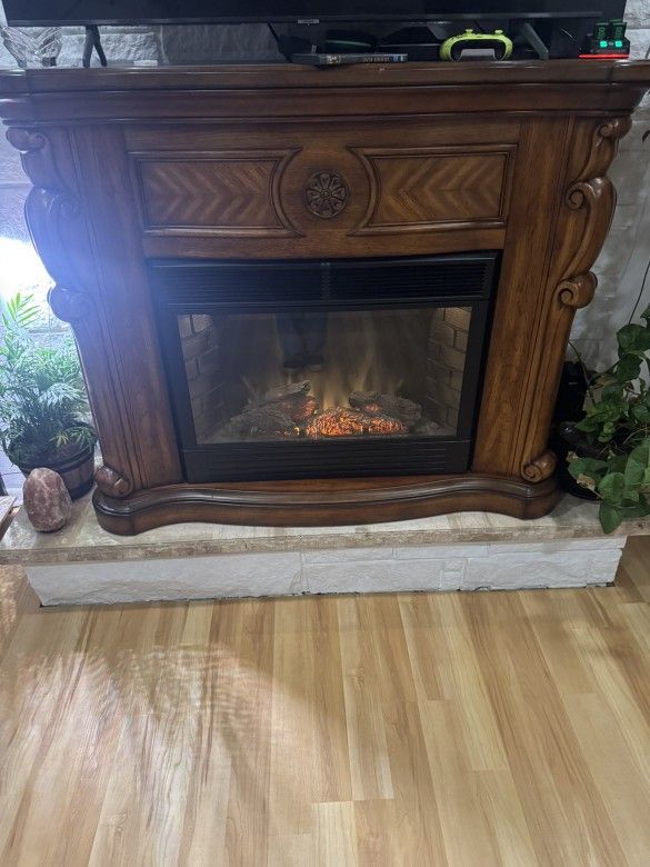Vintage Twin Star Electric Fireplace Cherry Wood