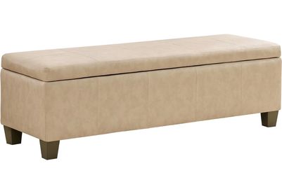 51 Inch Storage Bench with Safety Hinge - Beige