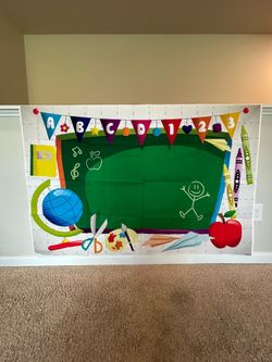 5x3ft Vinyl Photography Background Welcome to Kindergarten Backdrop ABC Letters Blackboard Watercolor Pen Paper Airplane Globe Back to School Themed P