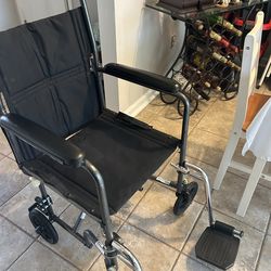 Wheelchair- Drive Medical Lightweight Steel Transport Wheelchair w/18” Seat Width + Footrests