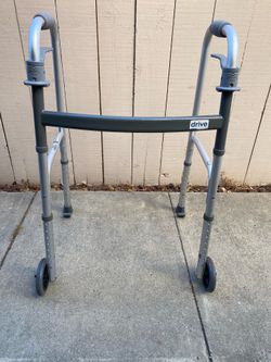 Drive Folding Walker w/ Front Wheels – Adjustable, 350 lb Capacity