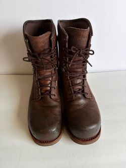 Chippewa Brown Leather Lace-Up Work Boots Size 9