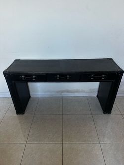 Restoration hardware/ Leather like console entry table