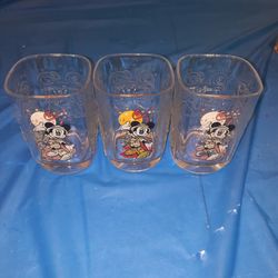 MAKE OFFER! Vtg Disney Animal Kingdom Mickey The Explorer Set Of 3 Square Tumblers McDonalds