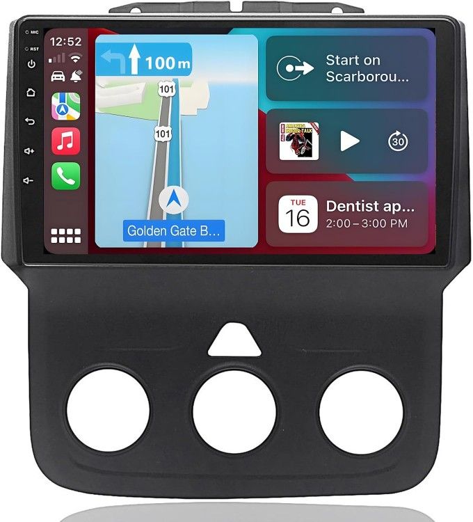 Car Radio for Dodge Ram 1500 2500 3500 2013-2019: Upgrade 9 Inch Touchscreen Car Stereo with Wireless CarPlay Android Auto - 4G+64G GPS Navigation Hea