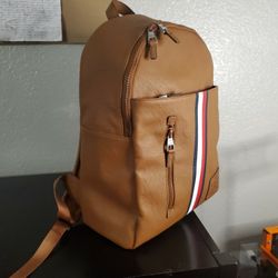 Brown Leather Tommy Hilifiger Backpack