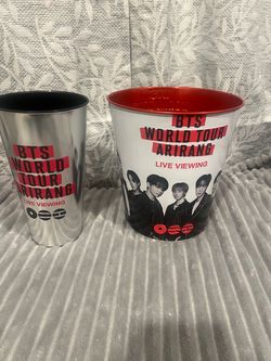 BTS World Tour Arirang Live Viewing Popcorn Tin and Tumbler Cup