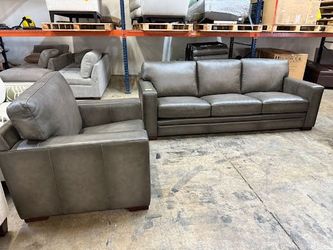 top grain leather sofa and chair from prospera home