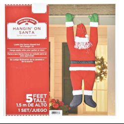 Holiday Time 5ft Hanging On Santa Decorations for Gutters And Siding Yard Decor 