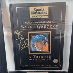 WAYNE GRETZKY AUTOGRAPHED HARD COVER LIMITED EDITION SPORTS ILLUSTRATED FRAMED WITH LOA