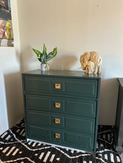 Green and gold 4 drawer dresser