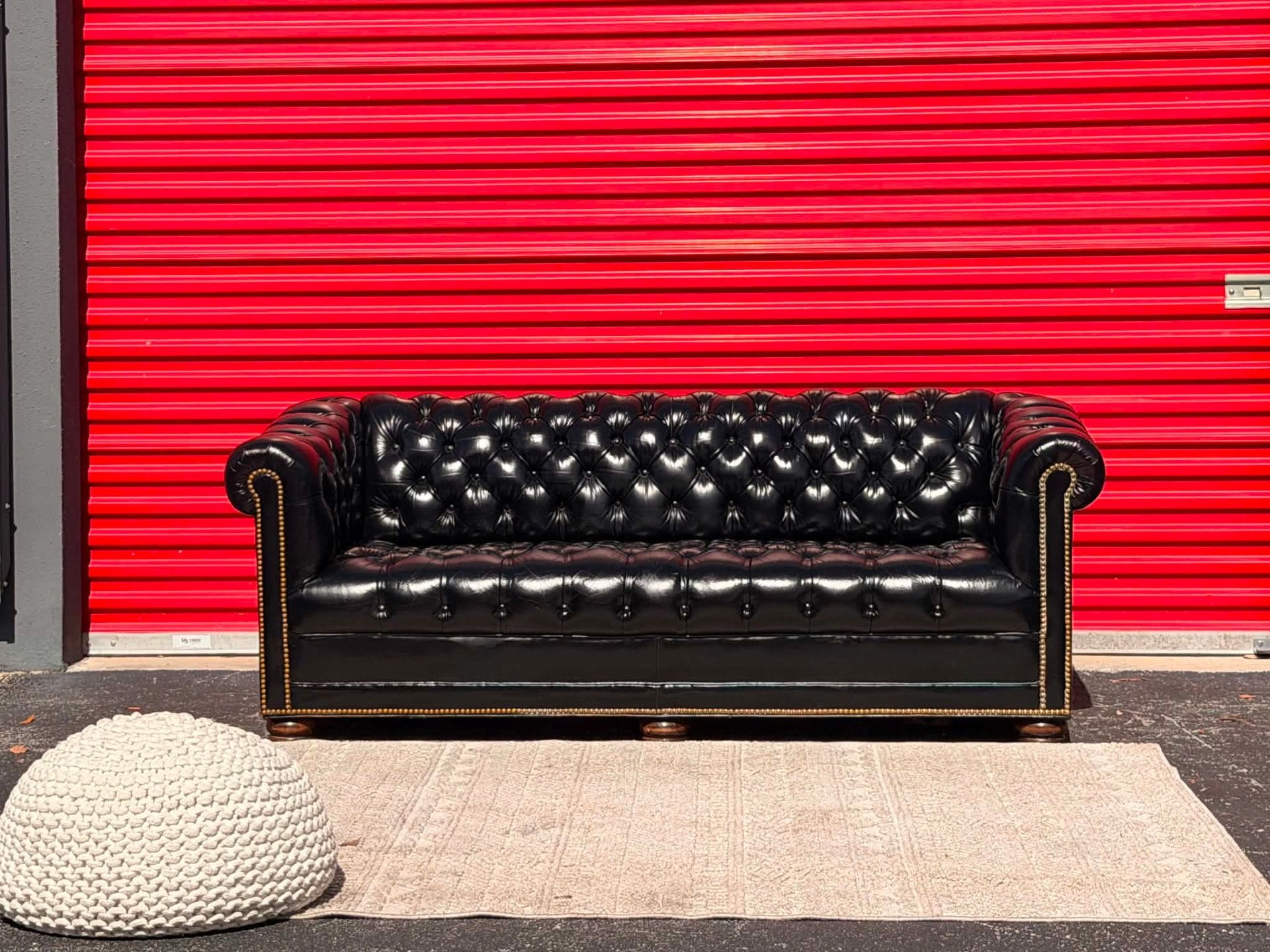 Genuine leather chesterfield couch